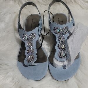 Women's Blue Embellished Sandals